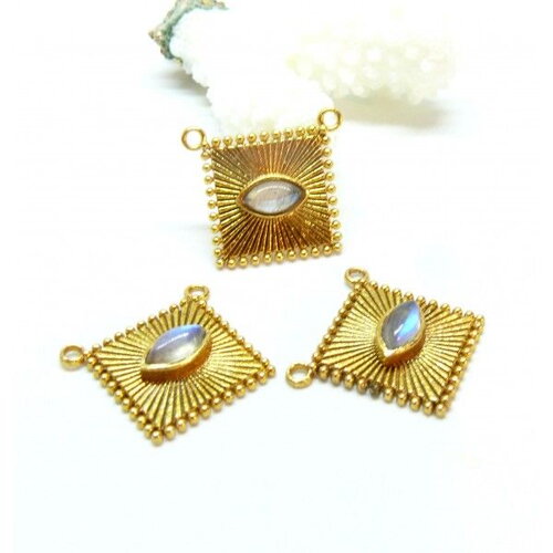 Copy of gd11001 lot 1 pendentif  coussinet 8mm avec décor  labradorite 8mm en argent 925 finition doré 18kt