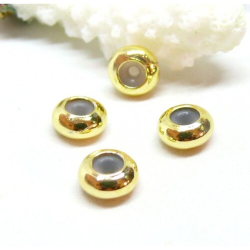 Copy of bu11220428174055d pax 4 perles stopper 4mm par 3mm avec trou 1.2mm en acier inoxydable 304 en finition argenté