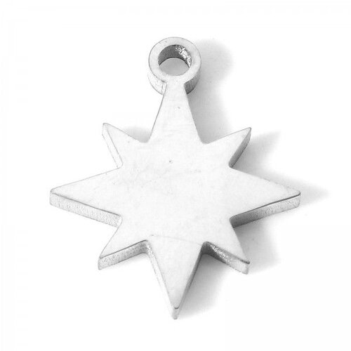 Ps11907230 pax 2 pendentifs etoile 12mm en acier inoxydable 304 finition argenté