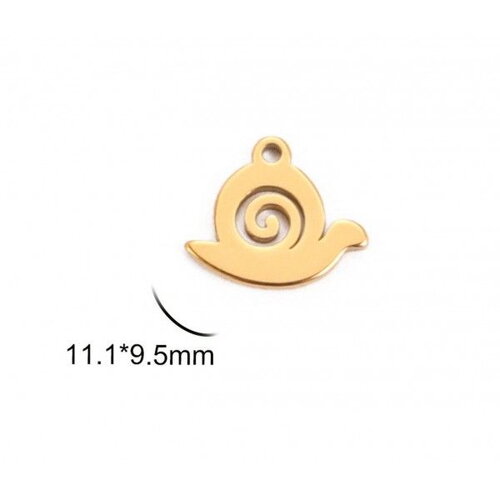 Ps11908529 pax 2 pendentifs escargot 11mm en acier inoxydable 304 finition doré