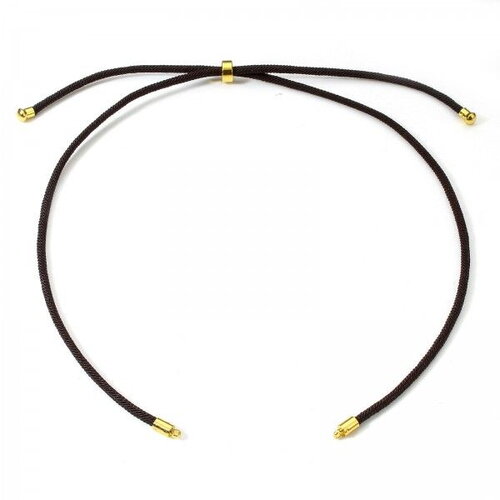 Ps11909652 pax 1 support collier intercalaire cordon nylon ajustable avec accroche slide cuivre doré coloris marron