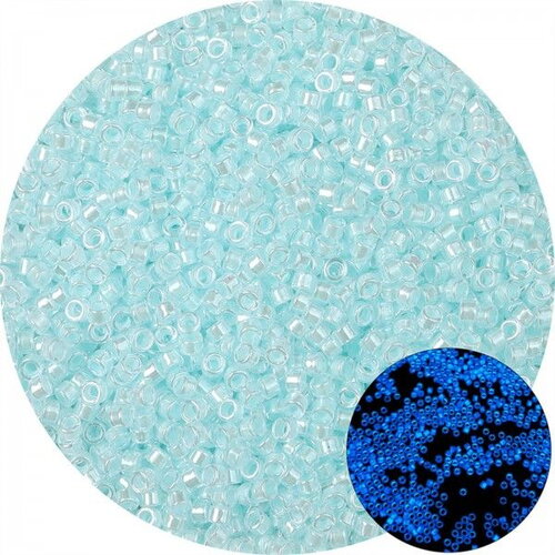 Ps11905184 pax 1 sachet d'environ 700 perles de rocaille phosphorescent qui s'illumine dans la nuit 2.5mm bleu ciel 10gr