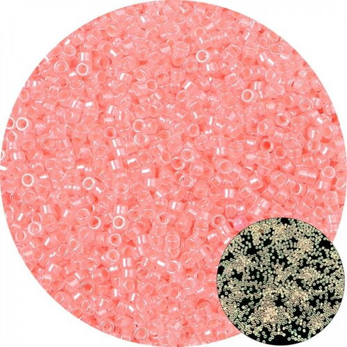 Ps11905181 pax 1 sachet d'environ 700 perles de rocaille en verre phosphorescent qui s'illumine 2.5mm rose pale 10gr