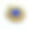 Ps11906927 pax 1 pendentif cœur résine émaillé bleu roi 23mm - en acier inoxydable 304 finition doré