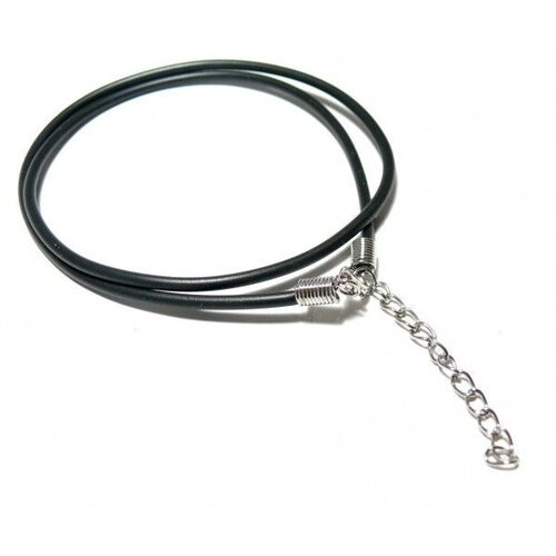 Bu11120518113225bis pax 10 colliers silicone noir avec chaine de confort diamètre  2mm