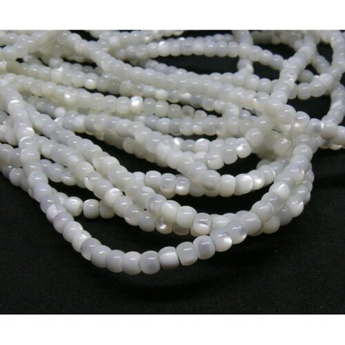 Bu11220214104935a lot de 10 cm de perles heishi de nacre véritable blanc crème rondelle  3 par 4  mm ( environ 30 perles )