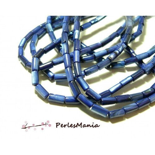 Copy of 1 fil d'environ 50 perles colonne nacre bleu turquoise en 8 par 4mm h1610