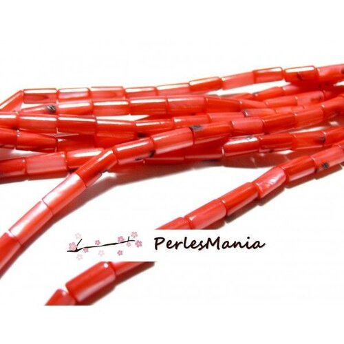 Copy of 1 fil d'environ 50 perles colonne nacre rouge en 8 par 4mm h1607
