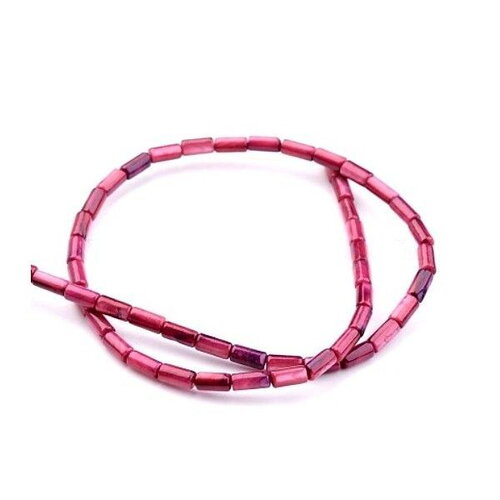 Copy of h1608 lot 1 fil d'environ 50 perles colonne - 8 par 4 mm - nacre - coloris bordeaux vin