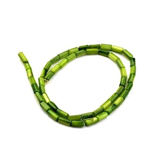 Copy of h1616 lot 1 fil d'environ 50 perles colonne - 8 par 4 mm - nacre - coloris vert