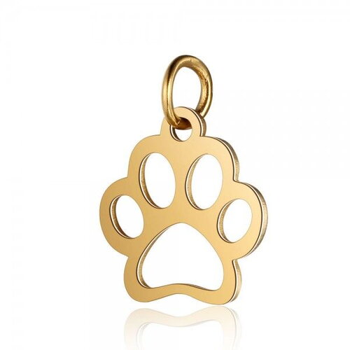 Bu11191207173342 lot 2 pendentifs avec anneau  patte de chien et chat 12 mm en acier inoxydable doré ref 5