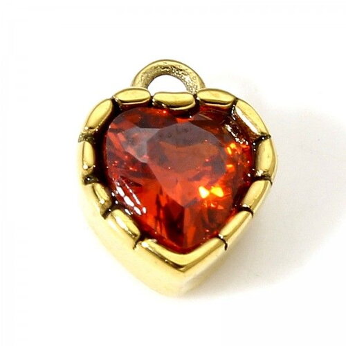 Ps11915137 pax 1 pendentif coeur travaillé  avec strass 6.5mm en acier inoxydable 304 doré pour bijoux raffinés