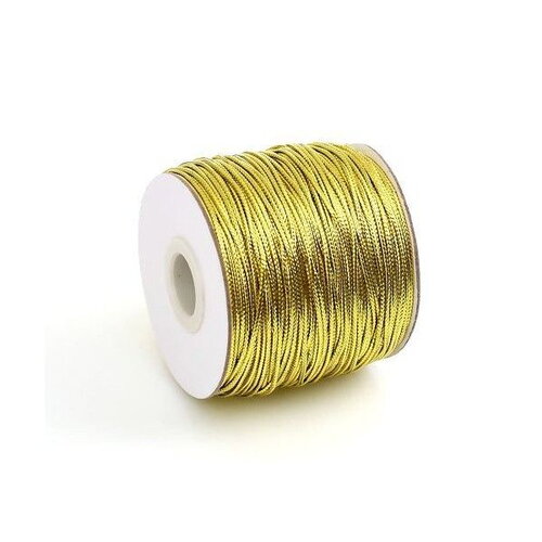 Ps110106103 lot 1 rouleau de 50 mètres de cordon tressé et fil métallisé doré 1.5mm