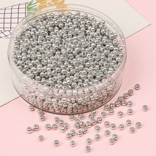 Ps11915820 pax 1 sachet 330 perles de rocaille en verre  métallique argenté 3mm
