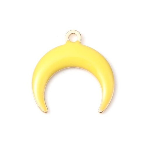 Ps11733876 pax 4 pendentifs style émaillé - croissant - lune - corne - boho chic - 16 mm metal couleur jaune
