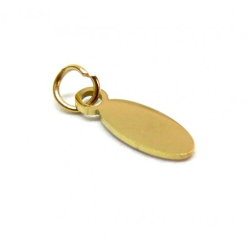 Ps11709654 pax 1 pendentif ovale 11mm avec anneau en acier inoxydable 304 finition doré 18kt