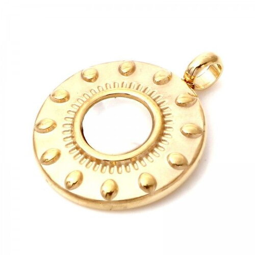 Copy of ps110865623 pax 1 pendentif géométrique  en acier inoxydable 304 et résine nacre 15mm finition doré
