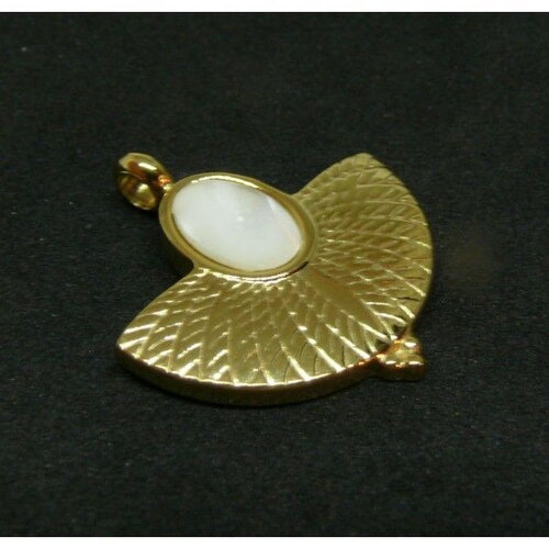 Copy of ps11865705 pax 1 pendentif éventail style retro avec nacre 20mm en acier inoxydable finition doré placage sous vide