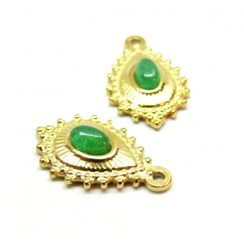 H11n08741g pax 1 pendentif  boho chic goutte 22 par 14mm avec pierre de jade teintée en acier inoxydable 304 finition doré