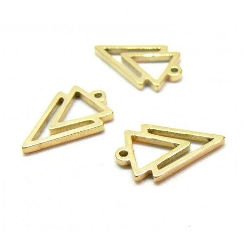 Bu112312151501113530 pax 4 pendentifs double triangle 17mm en acier inoxydable finition doré ref 5