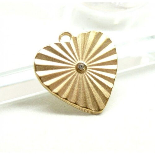 Ps11911207 pax 1 pendentif coeur avec strass 18mm en acier inoxydable 304 finition doré