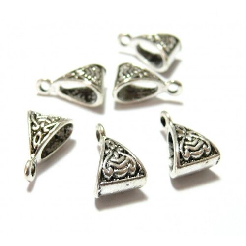 Copy of 25 pendentifs bélières triangle predator 15 par 10mm metal argent antique ( s1130157 )