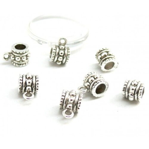 Copy of zn1963 pax: 20 bélières picots  6 mm métal coloris argent antique