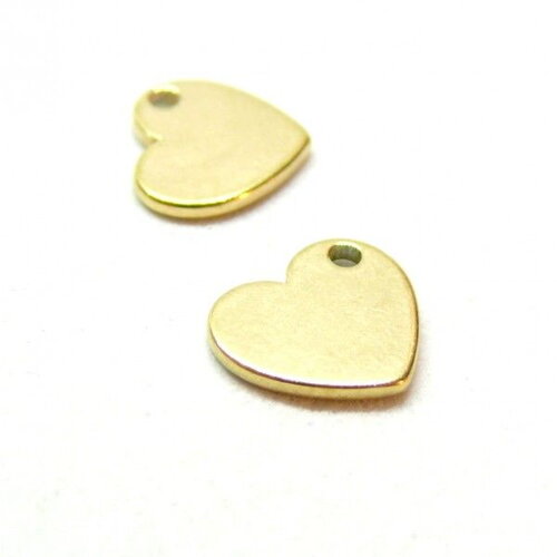 Ps11902156 pax 2 pendentifs forme cœur 9mm en acier inoxydable 304 finition doré