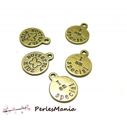 A1296 lot de 20 pendentifs i am special métal finition bronze