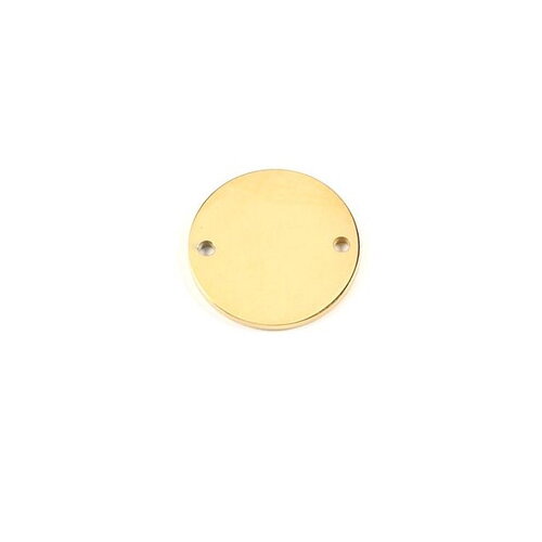 Bu11210915101412 pax 2 connecteurs  médaillon rond 15mm plaque à personnaliser avec poinçons acier inoxydable 304 finition doré