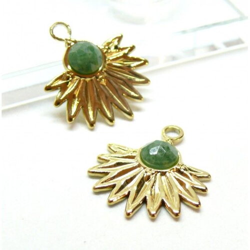 Copy of bu112207291606163225 pax 2 pendentifs fleur sur tige 28 mm, acier inoxydable finition doré