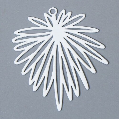 Ps11919110 pax 4 estampes pendentifs fleurs feuille 39mm métal finition blanc