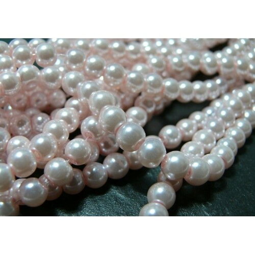 Lot de 20 perles de verre nacre rose pale 6mm ref 2g5709