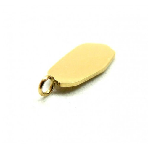 Ps11917406 pax 1 pendentif avec anneau géométrique 15mm plaque à personnaliser avec poinçons acier inoxydable 304 finition doré