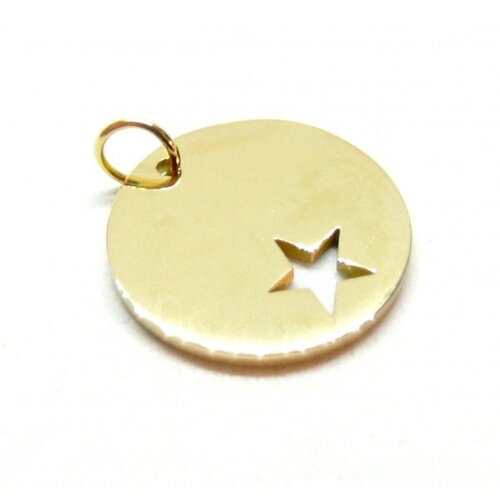 Ps11920786 pax 1 pendentif avec anneau médaillon avec etoile 20mm en  acier inoxydable 304 finition doré