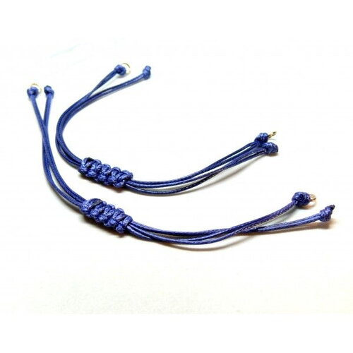 H11t01003g pax 4 bracelets réglable en corde bleu nuit 0.8 mm - anneaux doré