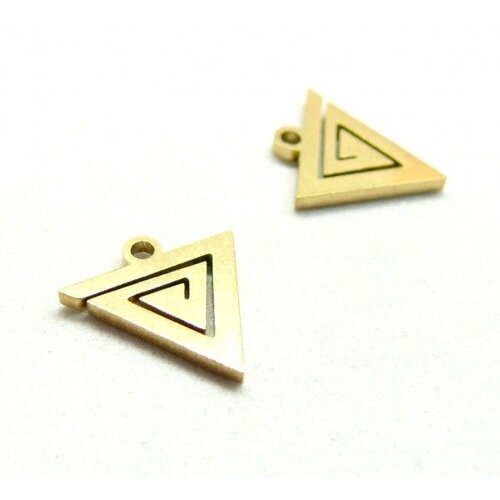 H11o14260g pax 2 pendentifs triangle 12mm en acier inoxydable 304 finition doré