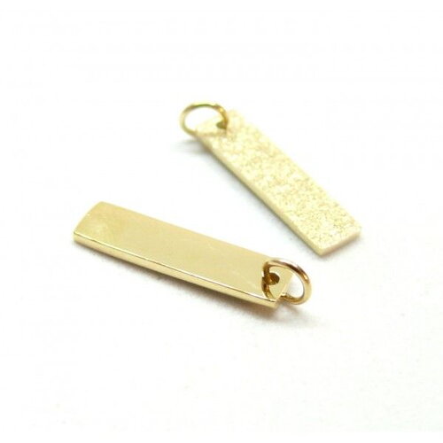 H11n097050 pax 1 pendentif rectangle stardust avec anneau 16mm,  acier inoxydable 316 doré à l'or fin 14kt