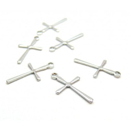 H11l234096p pax 20 pendentifs croix 16mm  en acier inoxydable 304 finition argenté