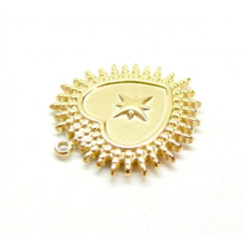 S11920781 pax 1 pendentif coeur avec etoile en acier inoxydable 304 finition doré- pour bijoux raffinés