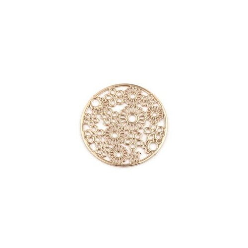 Ps110216301 pax de 5 estampes connecteur filigrane medaillon multi fleurs 20mm métal couleur doré