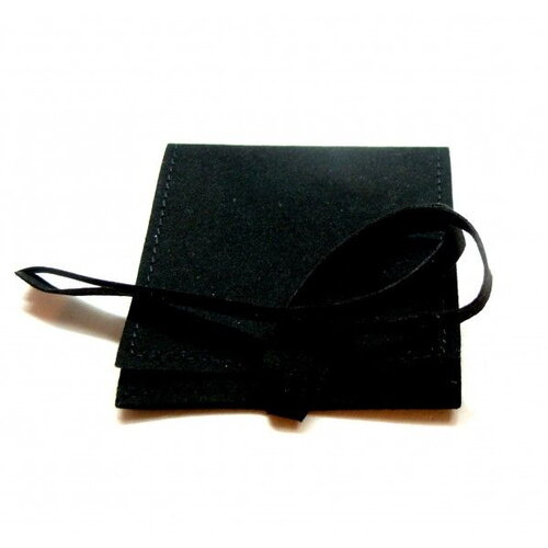 Ps11551762 pax 1 pochette pochon sachet cadeaux 6 cm effet suédine coloris noir se ferme avec nœud