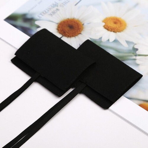 Ps11551763 pax 1 pochette pochon sachet cadeaux 6 par 8 cm effet suédine coloris noir se ferme avec nœud