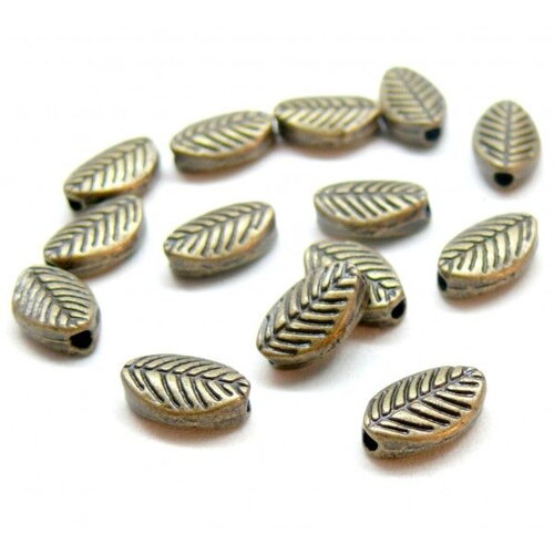 Ps1184739 pax 20 perles intercalaires feuille 4 par 3mm metal couleur bronze