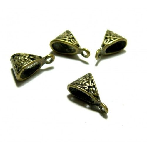 Lot de 10 pendentifs bélières triangle travaillémetal couleur bronze s1130156