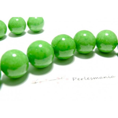 Pax 6 perles imitation jade vert pomme 12mm