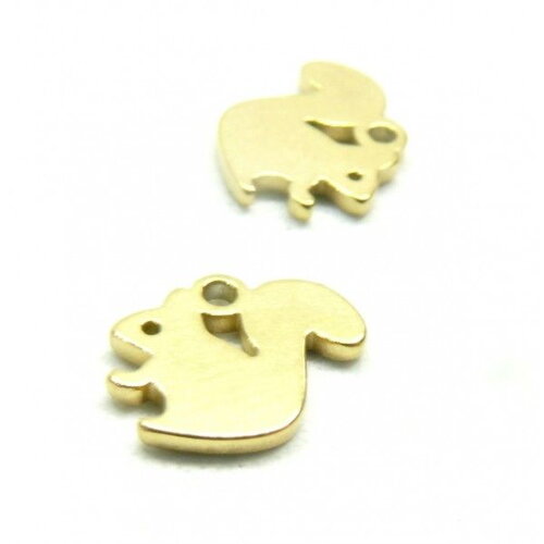 Ps11922516 pax 2 pendentifs écureuil 10mm en acier inoxydable 304 finition doré