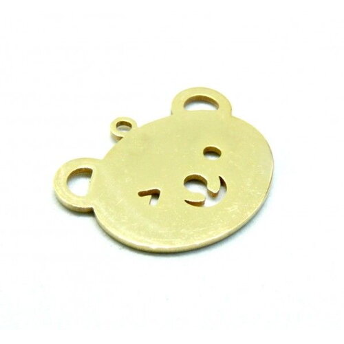 S11760818 pax 1 pendentif ourson 19mm en acier inoxydable 304 finition doré - pour bijoux raffinés