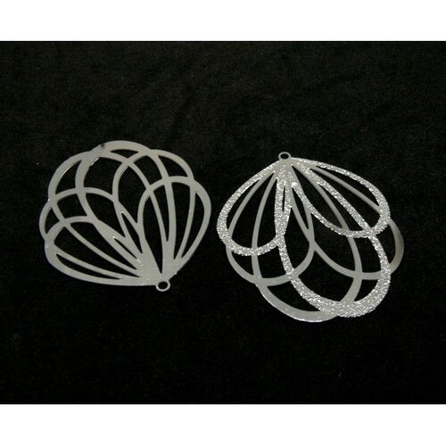 Ps11919986 pax 2 pendentifs art déco 47mm stardust en acier inoxydable 304 finition argenté