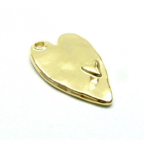 Ps11913362 pax 1 pendentif double coeur 24mm en acier inoxydable 304 finition doré- pour bijoux raffinés